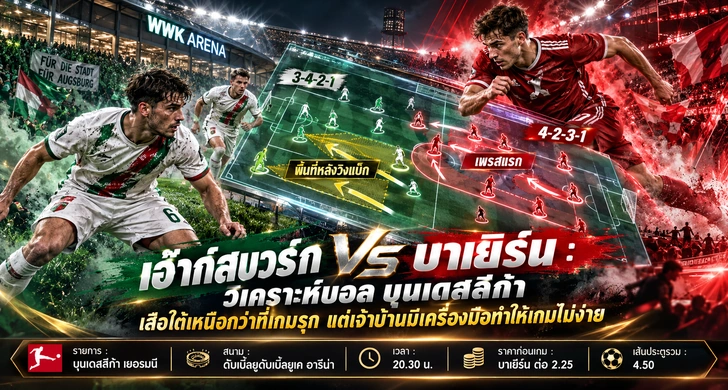 เอ๊าก์สบวร์ก พบ บาเยิร์น : วิเคราะห์บอลวันนี้ บุนเดสลีก้า เสือใต้เหนือกว่าที่เกมรุก แต่เจ้าบ้านมีเครื่องมือทำให้เกมไม่ง่าย